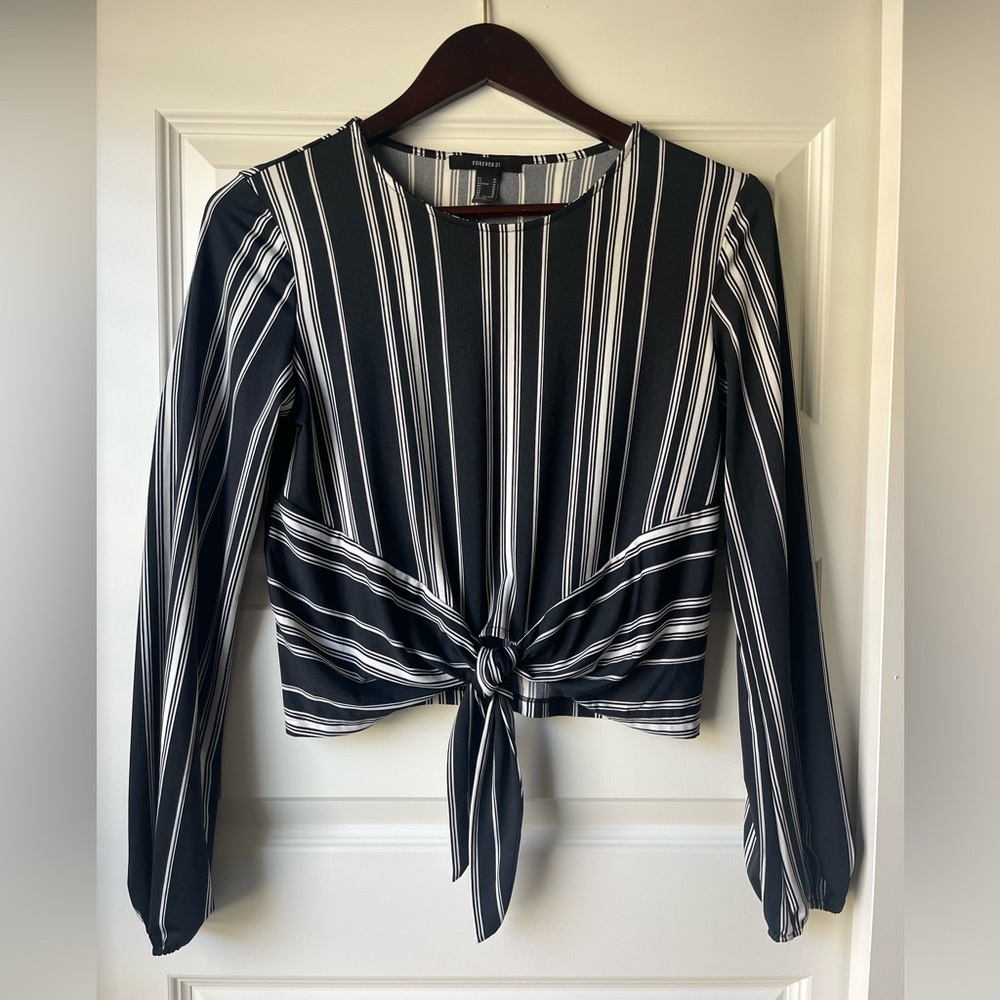 Forever 21 Black and White Striped Blouse